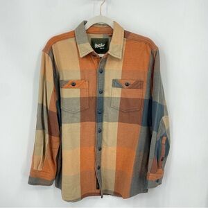 Howler Brothers Bros Rodanthe Flannel Shirt Orange Gray Plaid Men's Size S